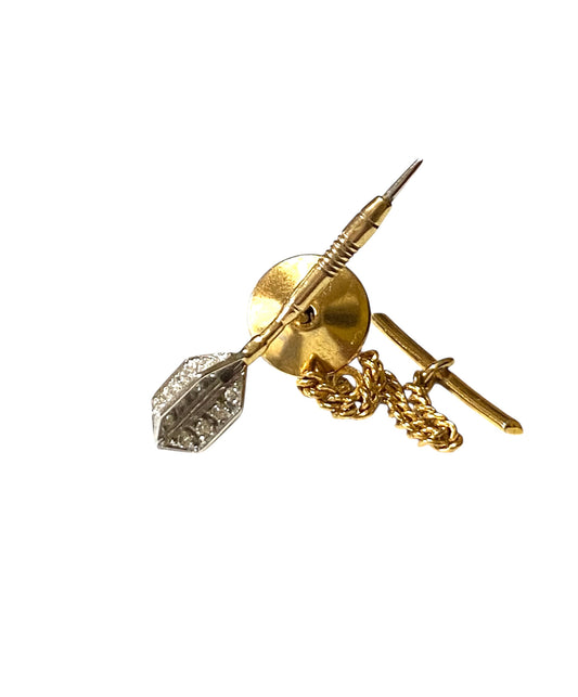 9ct vintage diamond dart tie pin. circa 1985