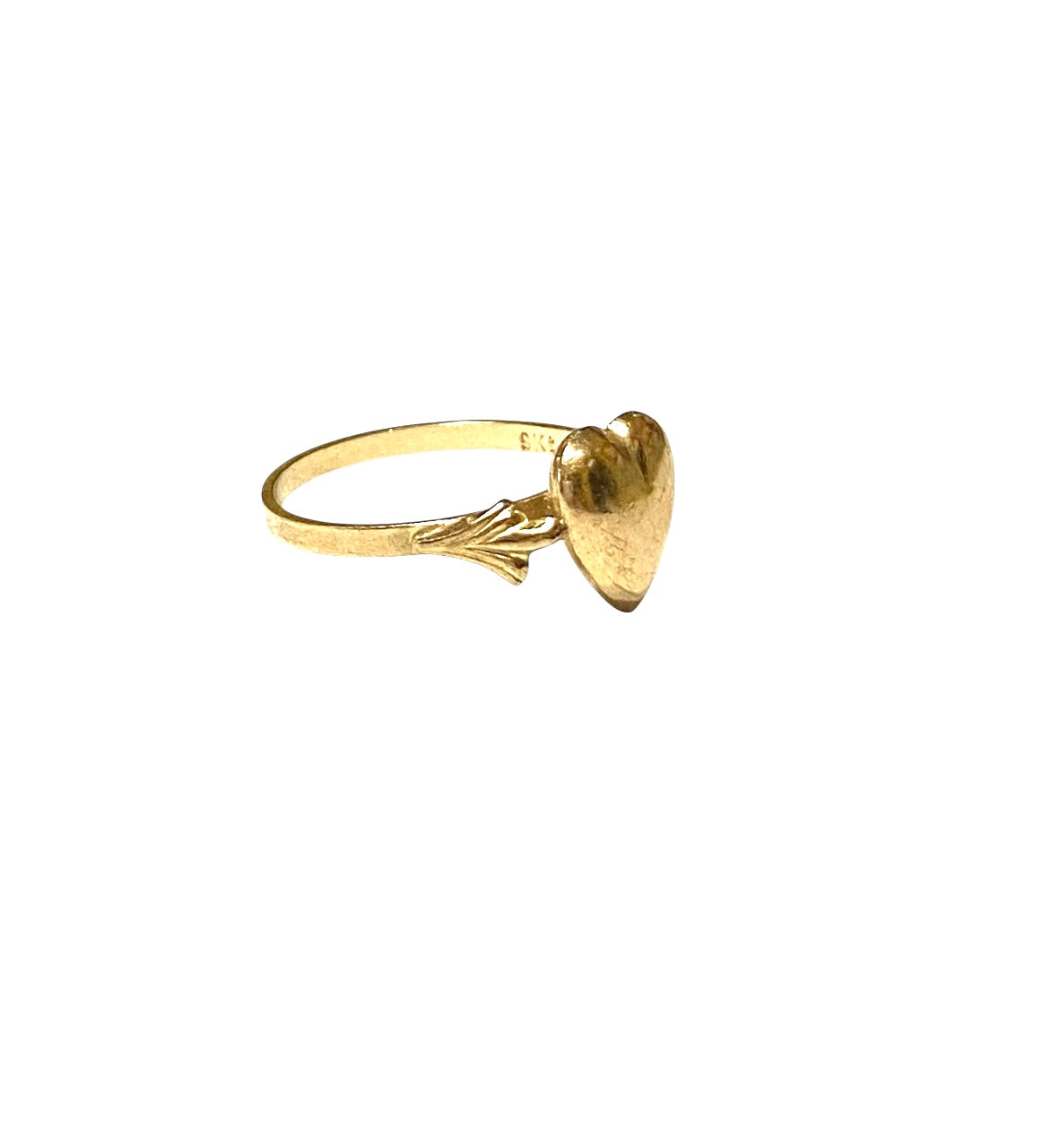 9ct heart shaped baby ring size E. christening gift