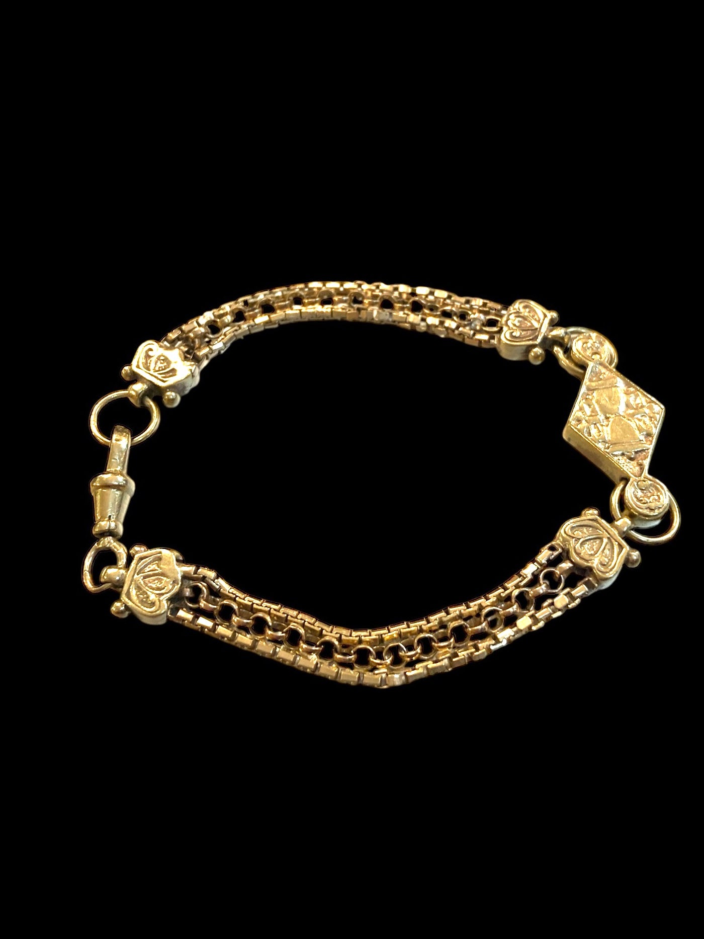 9ct vintage Albertina bracelet, 14.7g, 7 1/2 inches