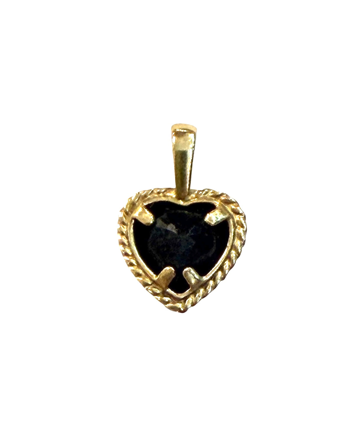 9ct vintage sapphire heart charm / pendant 0.61g