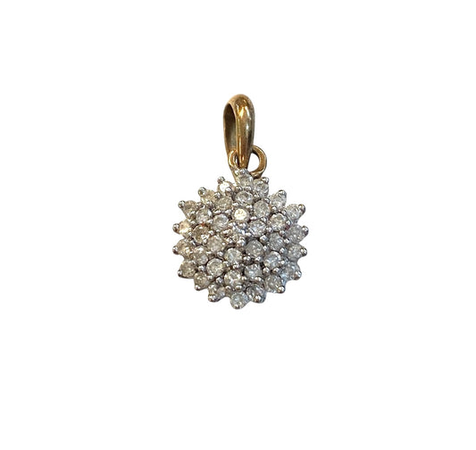 9ct vintage diamond cluster charm / pendant