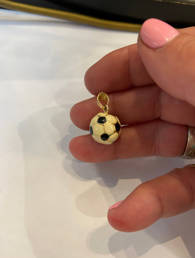 14ct 585 vintage football charm with enamel