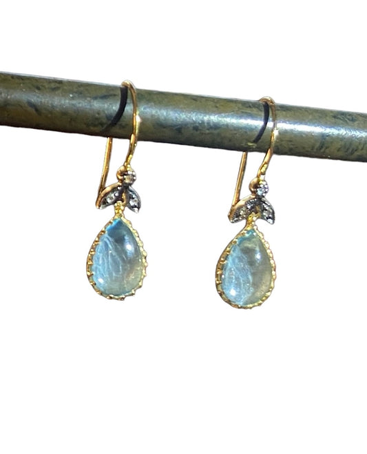 9ct gold drop earrings with topaz and diamonds
