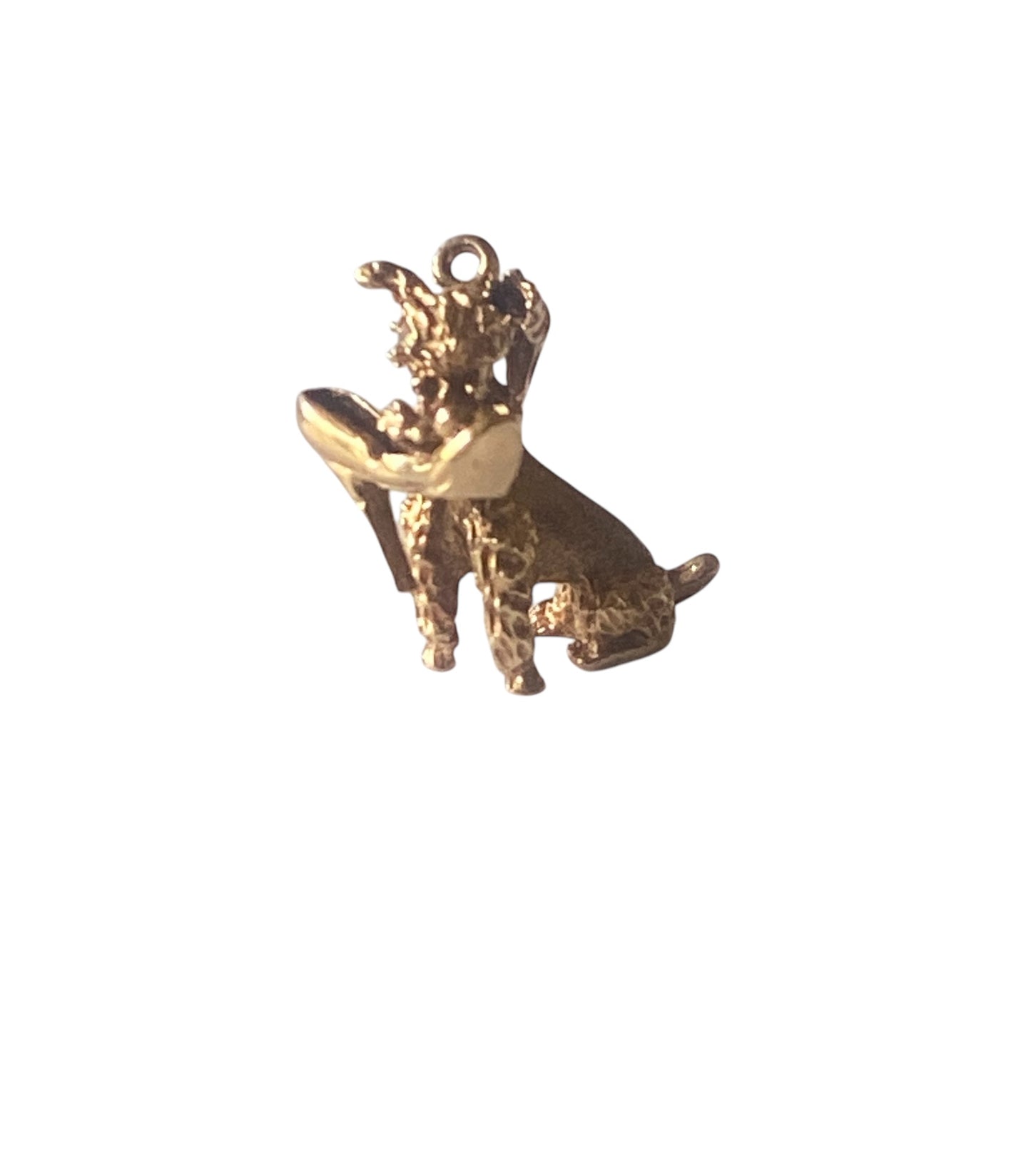 9ct vintage poodle charm with shoe. circa 1972 maker FM