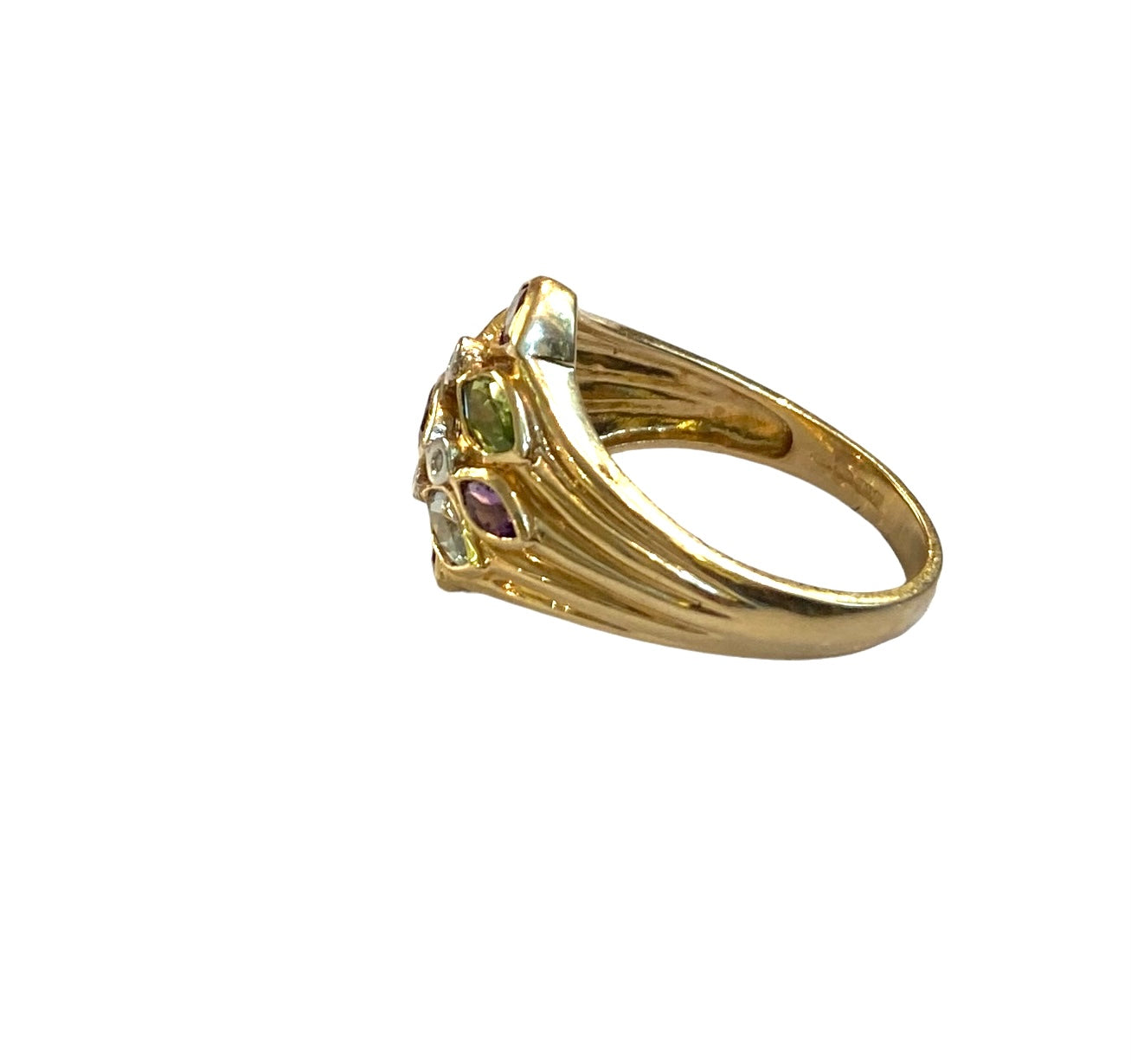 14ct 585 gold multi gemstone ring size Q