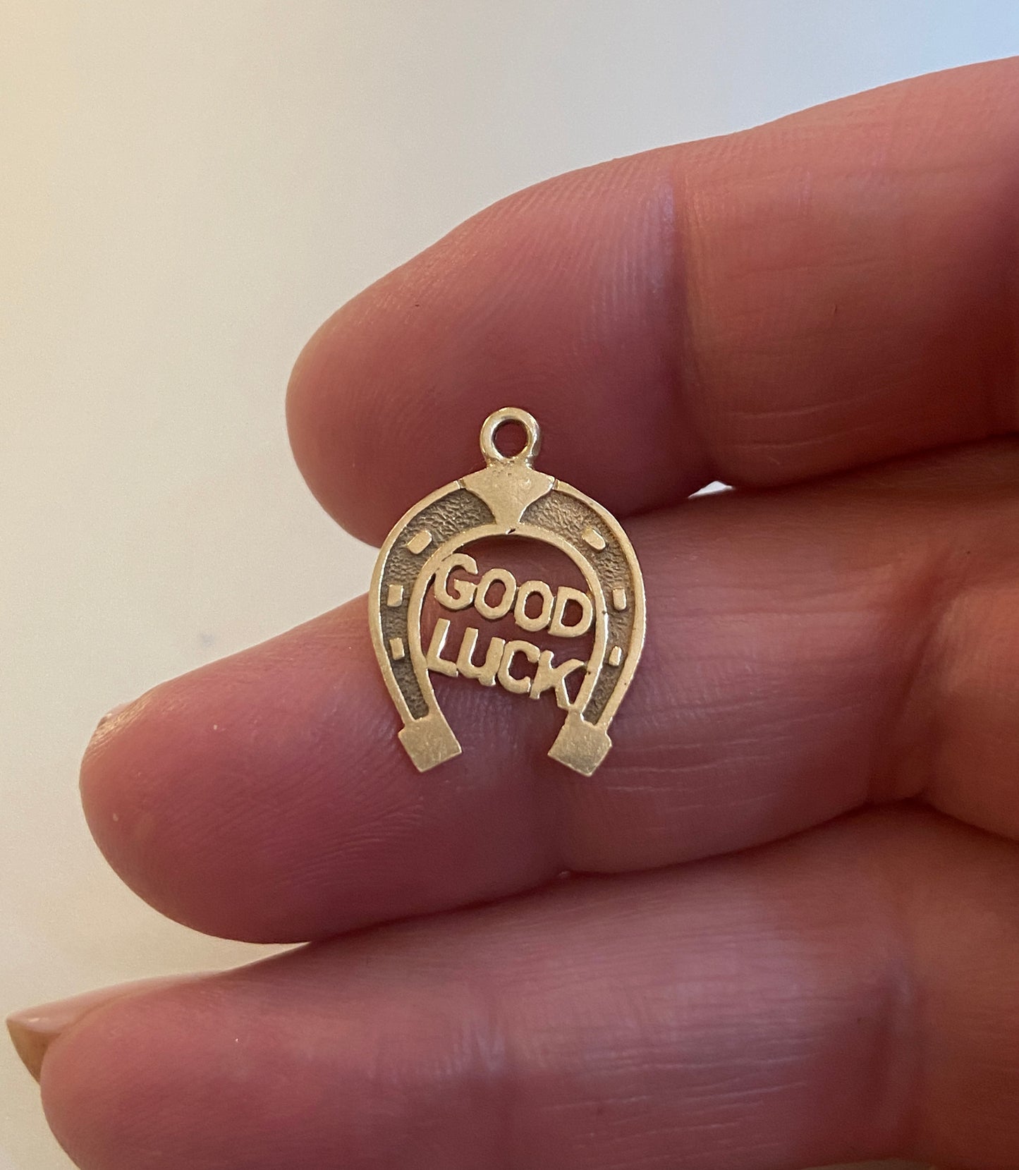 10CT VINTAGE HORSESHOE WITH GOOD LUCK IN THE CENTRE