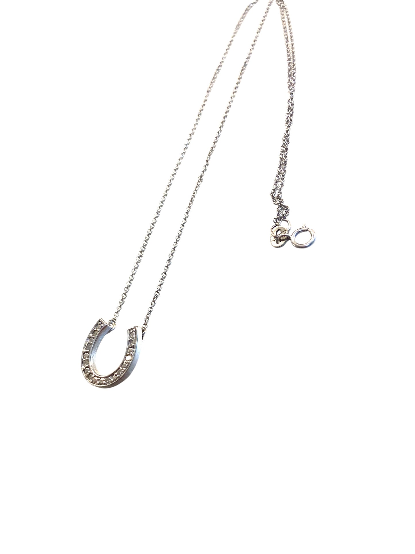 9ct vintage diamond horseshoe necklace 16 1/2 inches