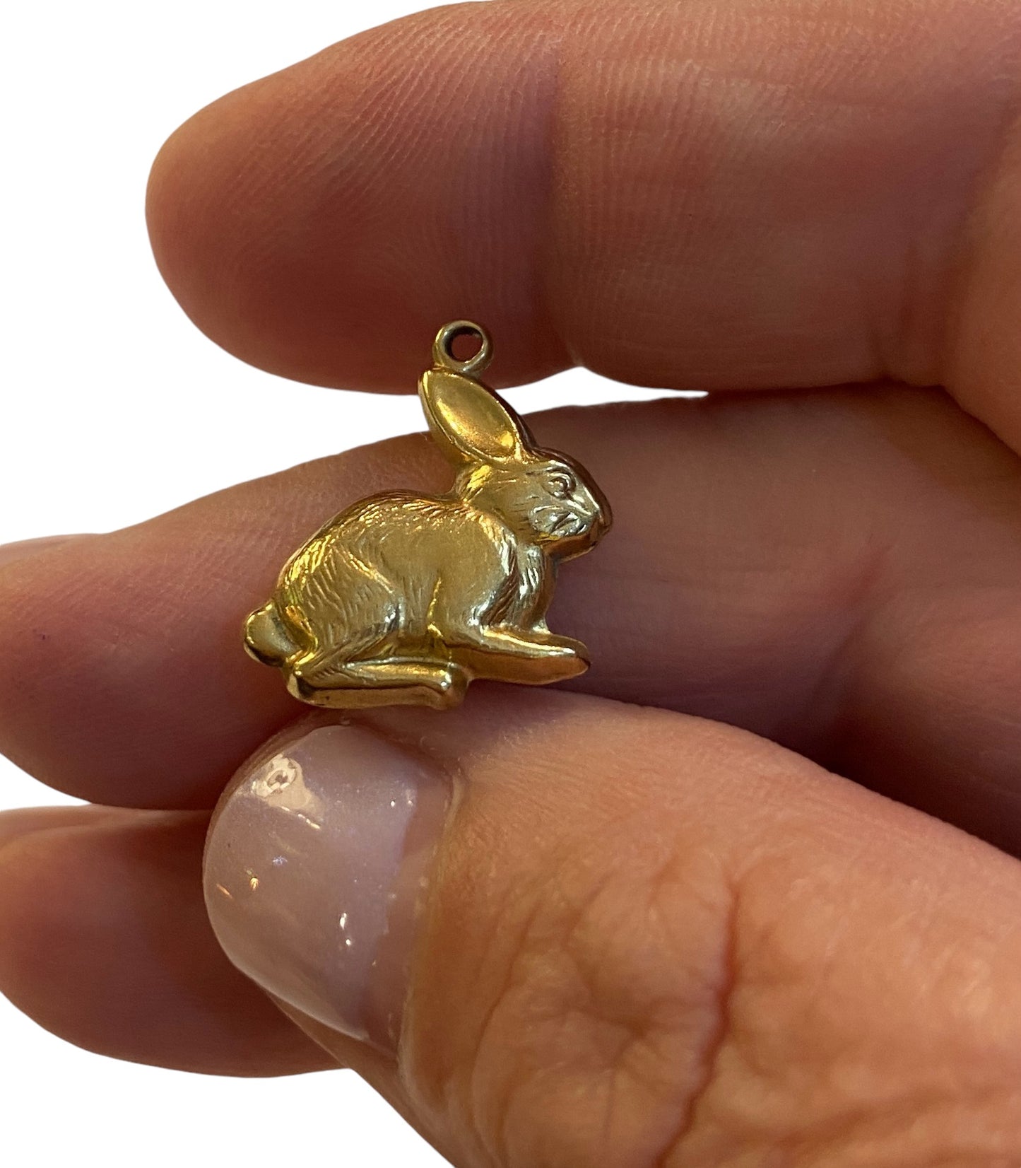 9ct vintage rabbit charm. small. hollow