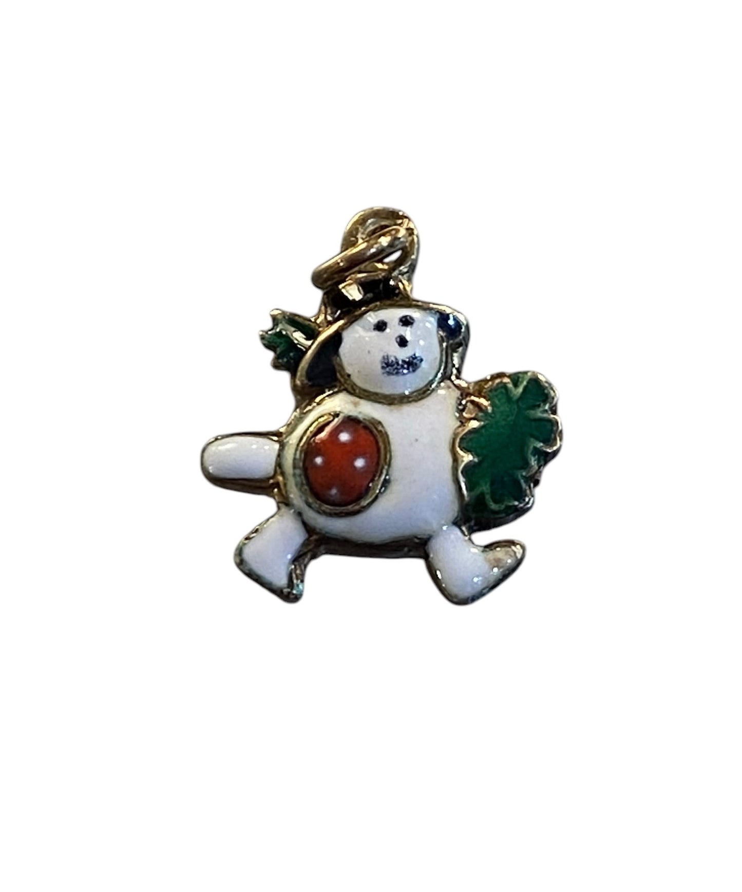 14ct 585 vintage charm. enamel snowman. rare charms