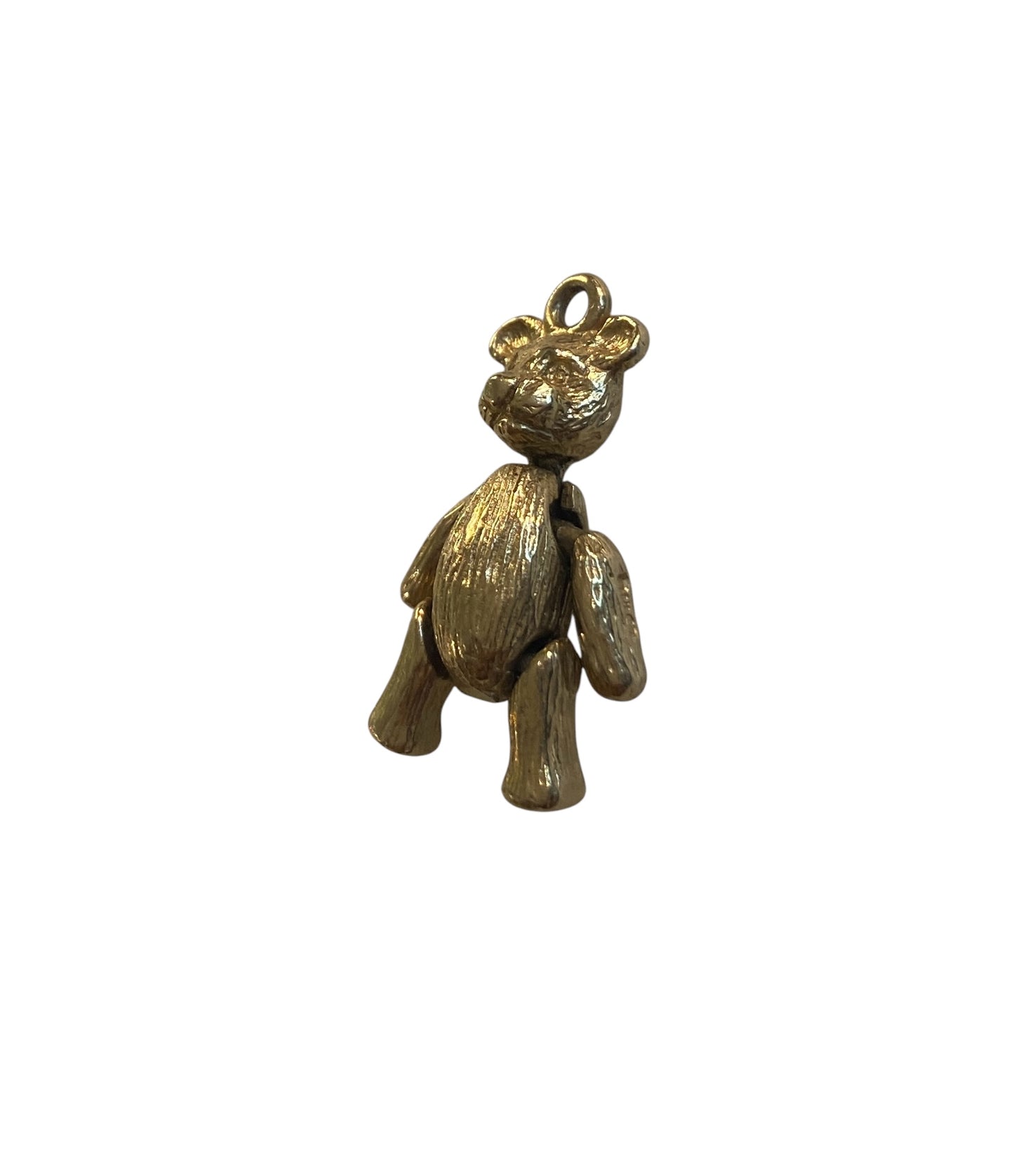 9ct vintage articulated teddy charm,