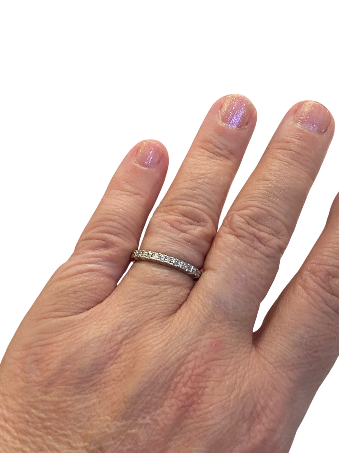 14ct 585 white gold diamond eternity ring . ring size M