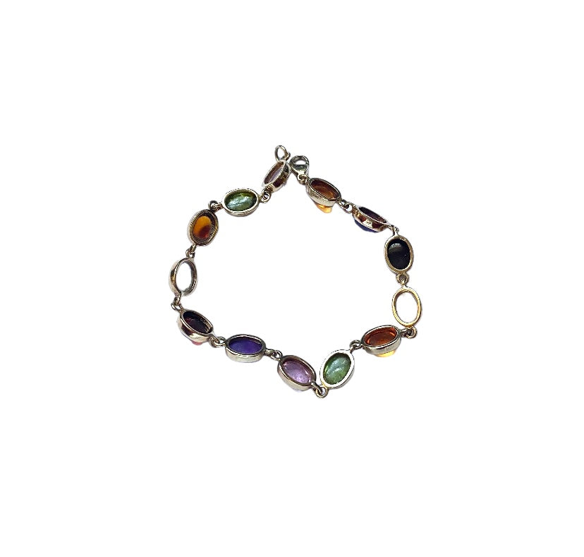 9ct 375 yellow gold multi gemstone bracelet circa 1985
