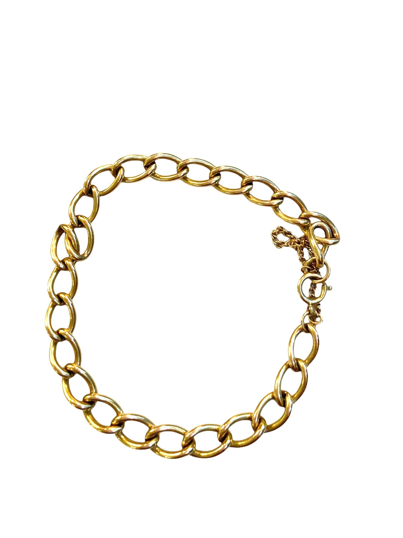 9ct vintage curb link bracelet, 7 1/2 inches (19cm )