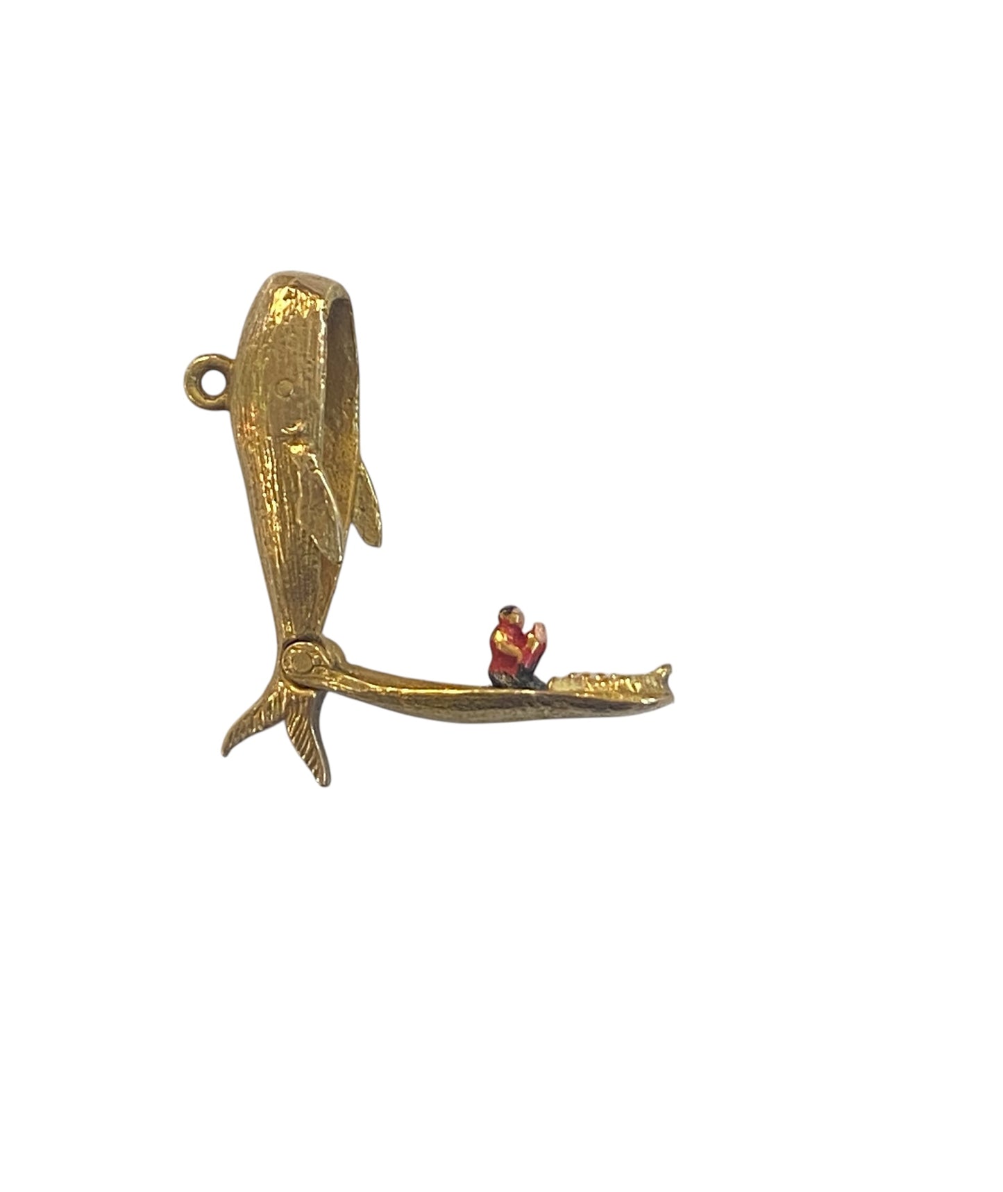 9ct vintage opening whale charm with Jonah circa 1979