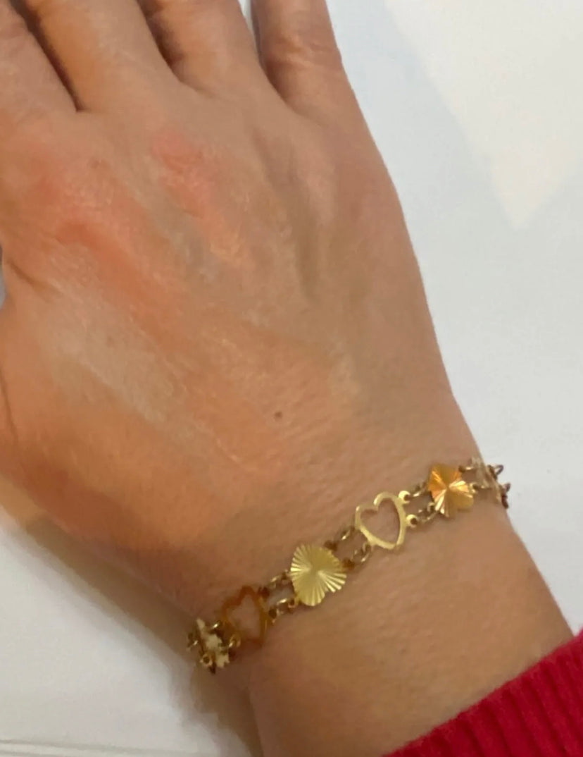 9ct 375 vintage gold heart bracelet circa 1978