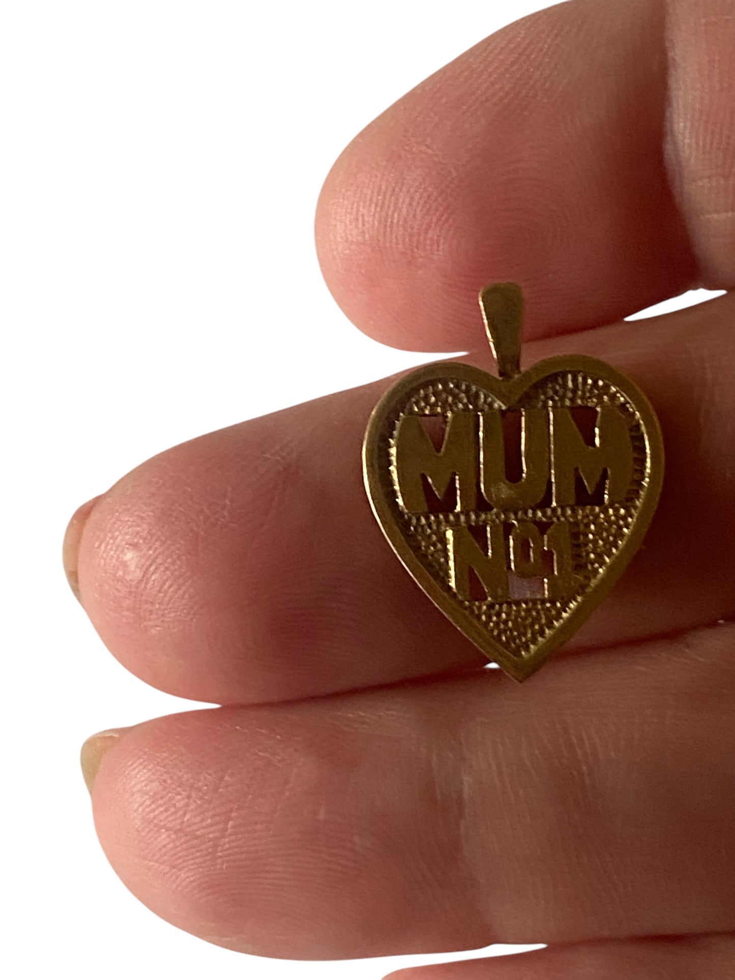 9ct No 1 mum pendant charm in a heart