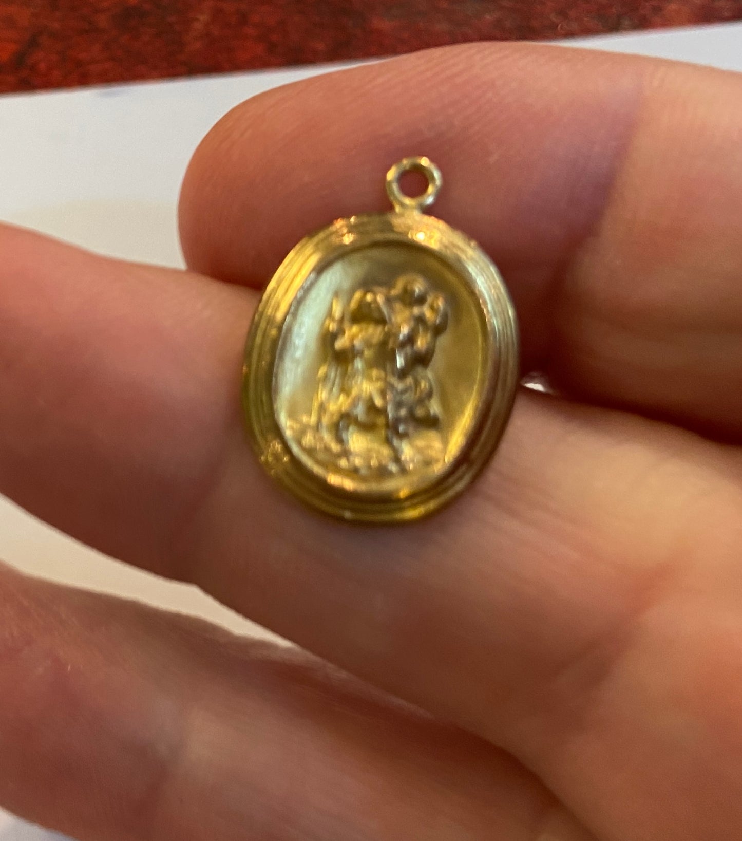 9ct vintage St Christopher charm / pendant oval, hollow 0.9 by FM