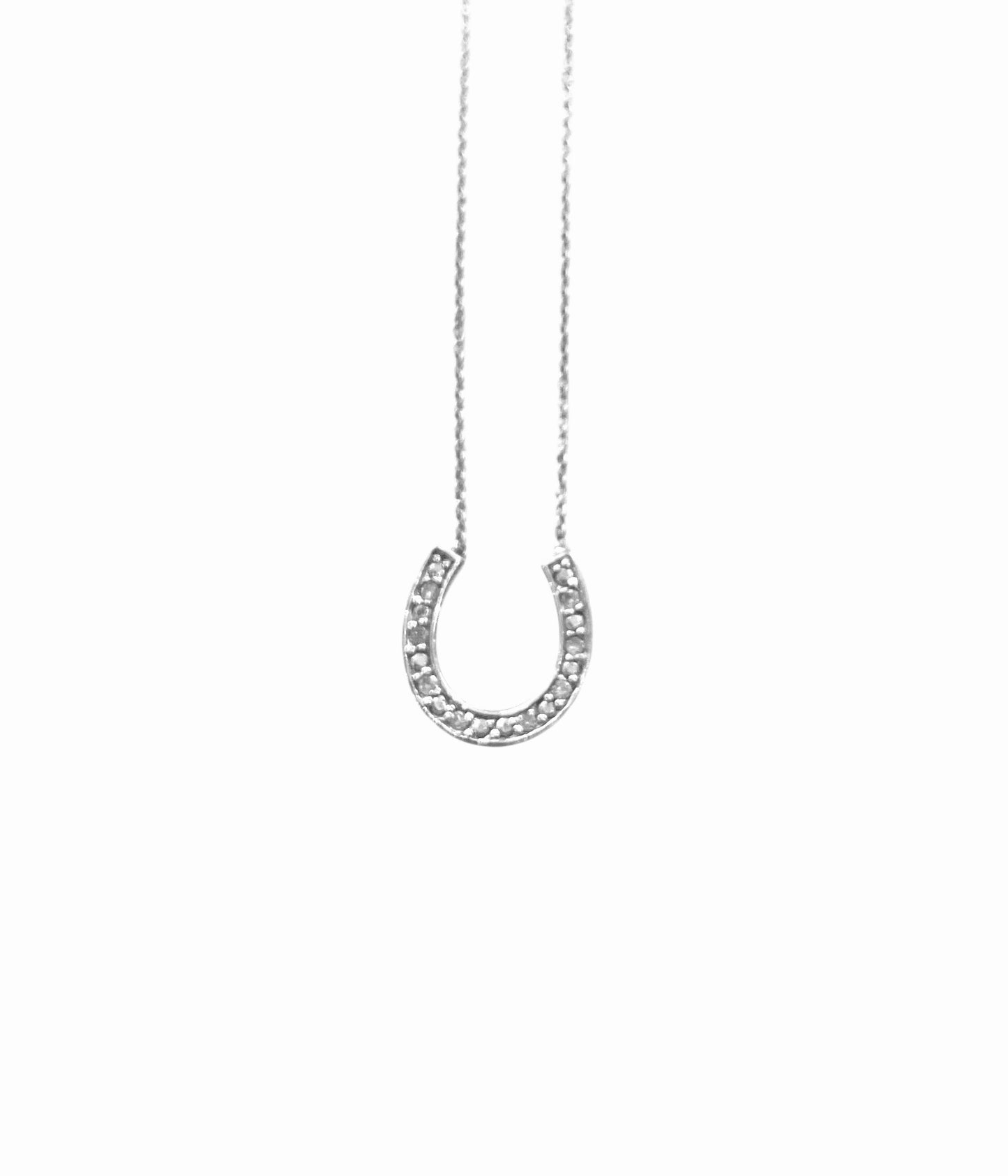 9ct vintage diamond horseshoe necklace 16 1/2 inches