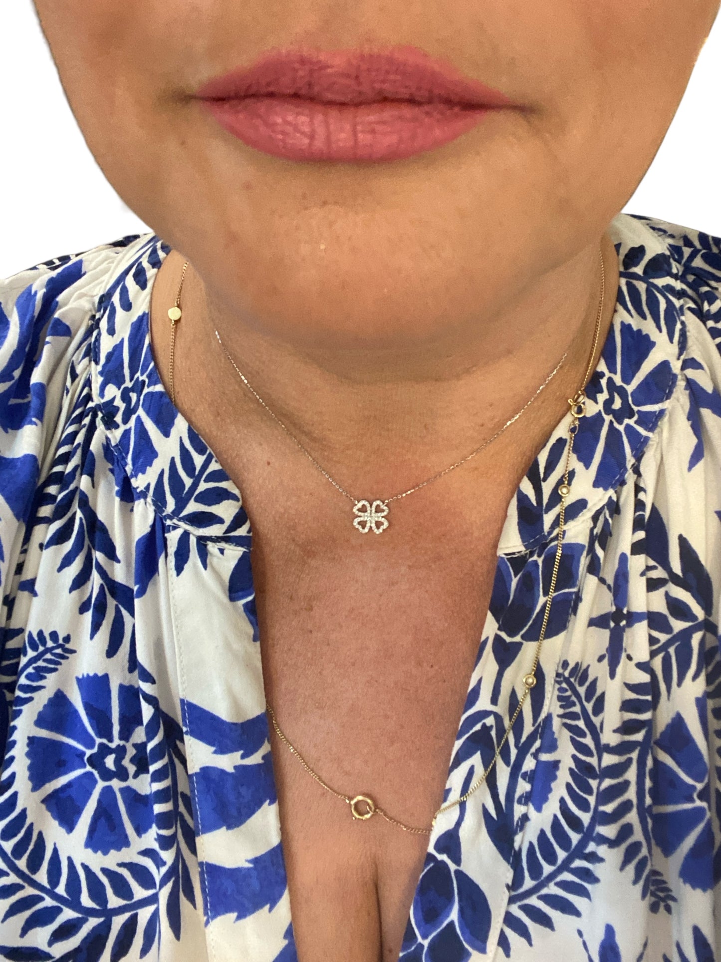 9ct pre owned diamond four leaf clover necklace 18,17 & 16 inch