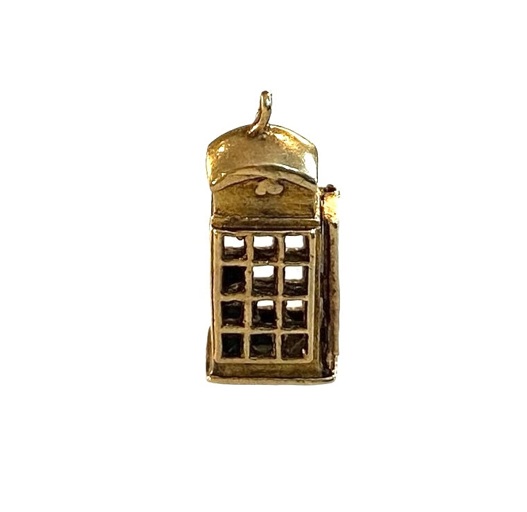 9ct vintage telephone box charm circa London 1955 with opening door 2.1g