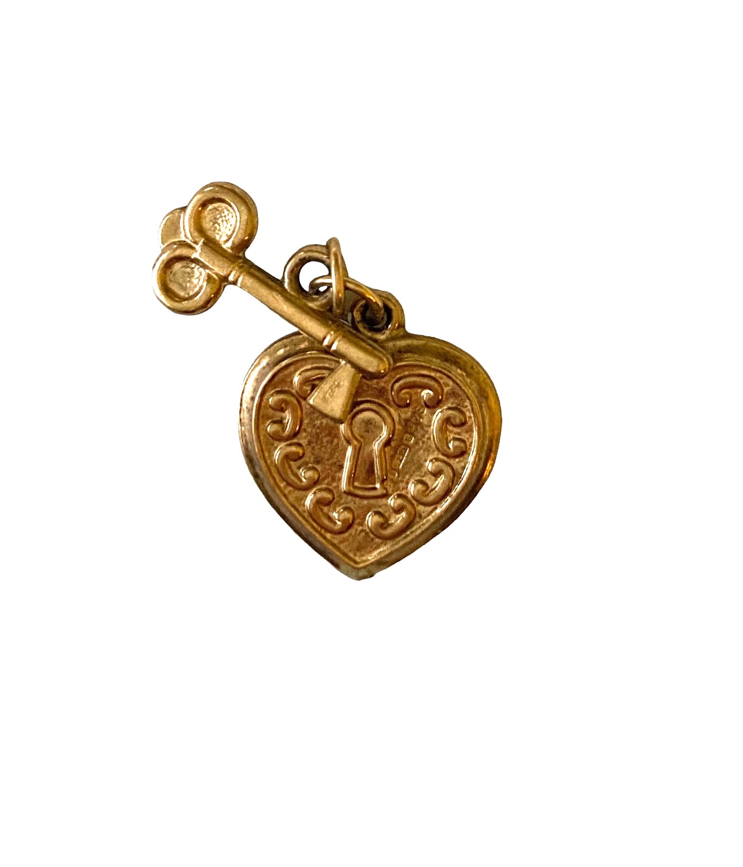 9ct vintage heart and key charm circa 1973