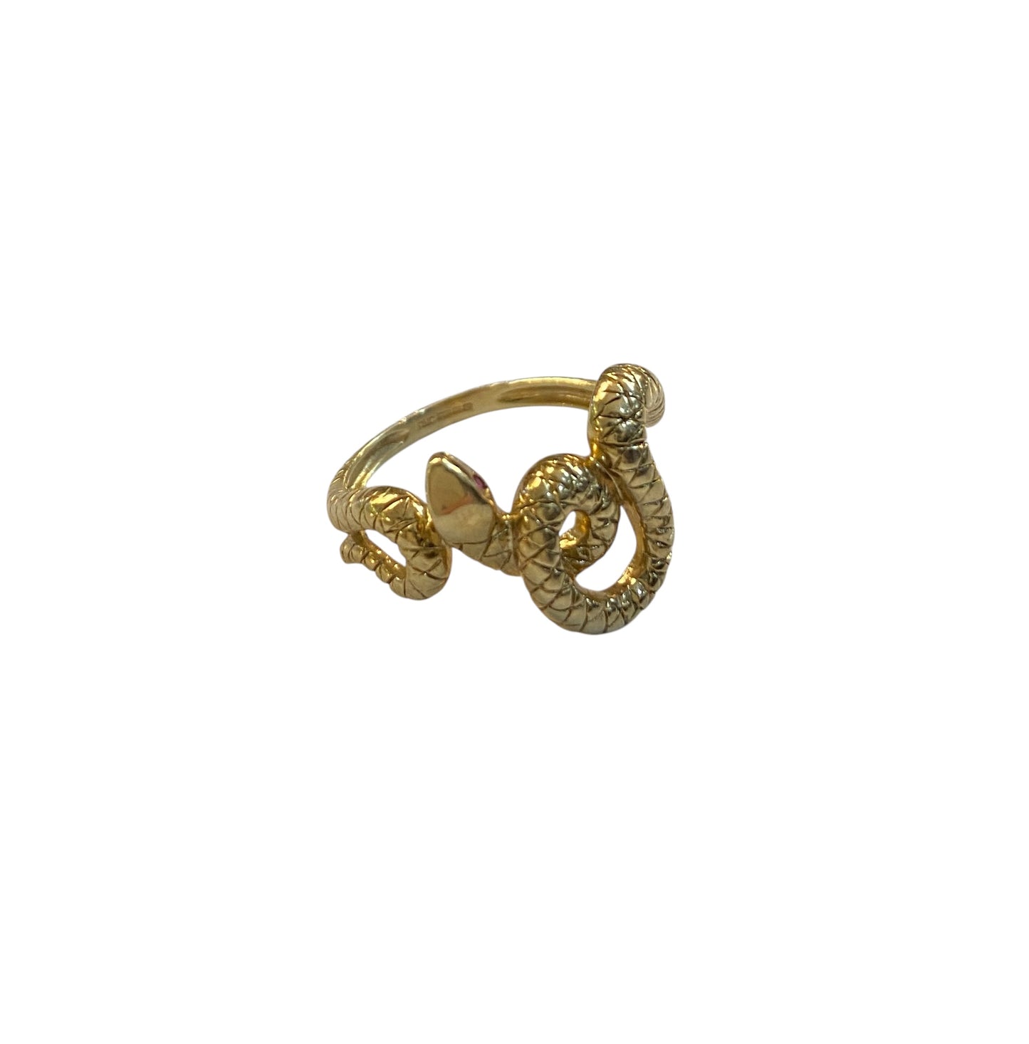 9ct preowned snake ring . size R