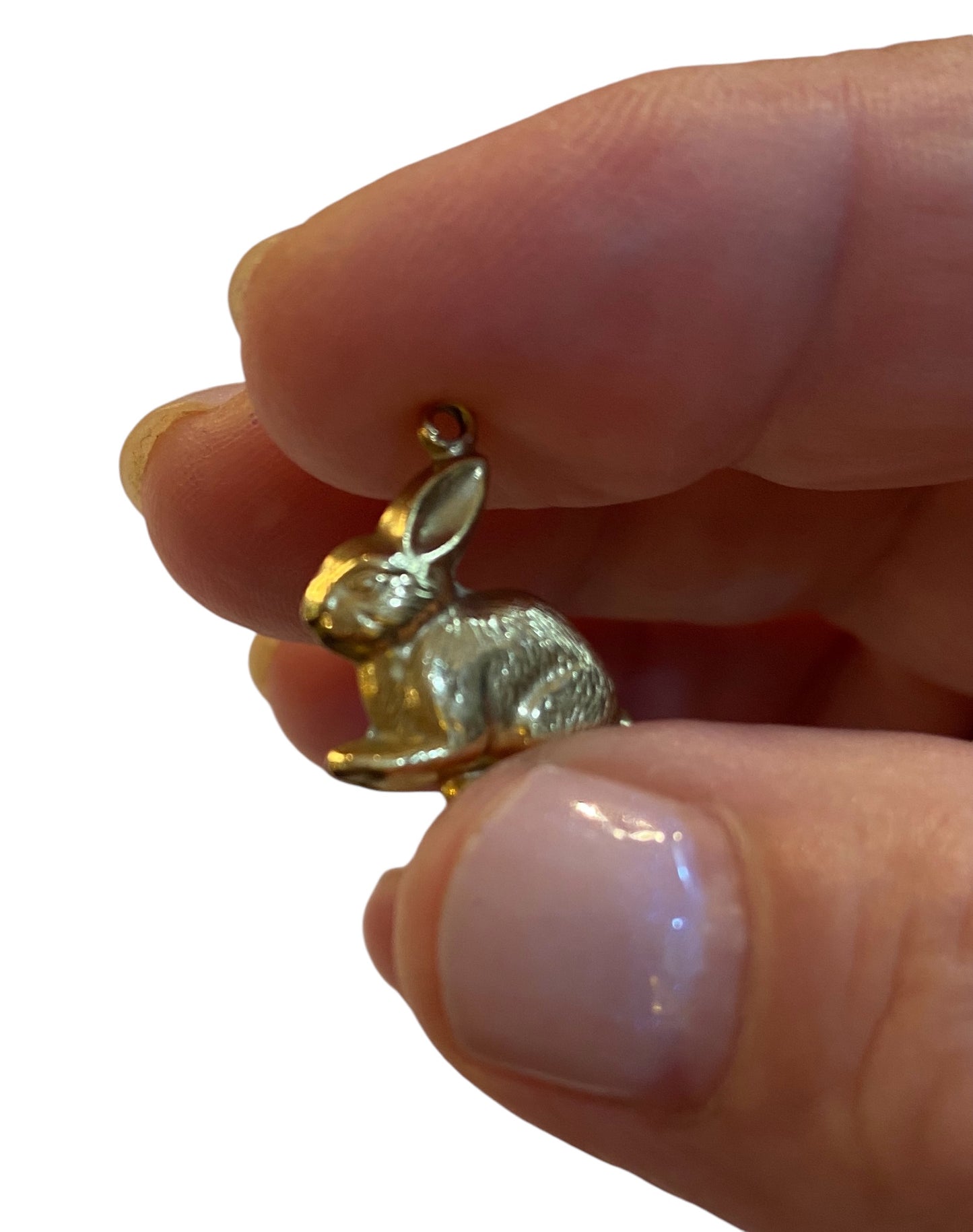 9ct vintage rabbit charm. small. hollow