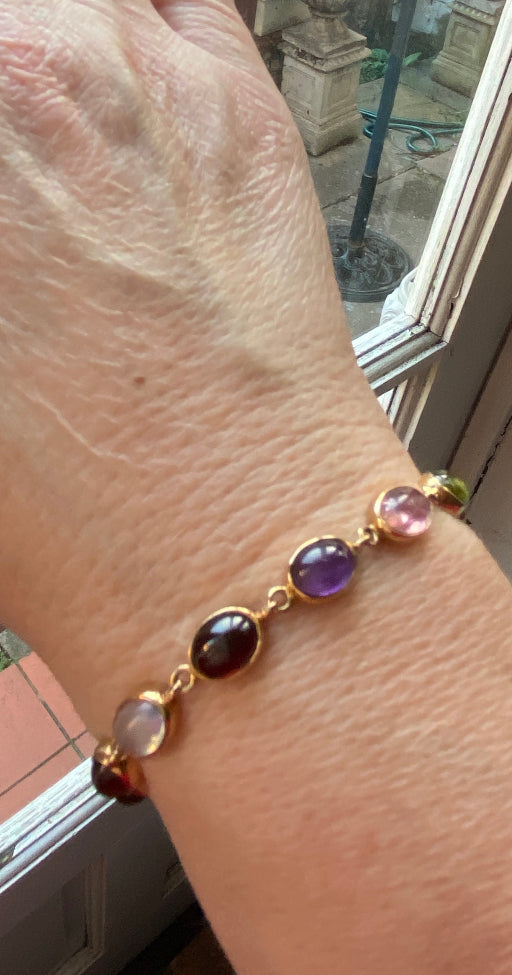 9ct 375 yellow gold multi gemstone bracelet circa 1985