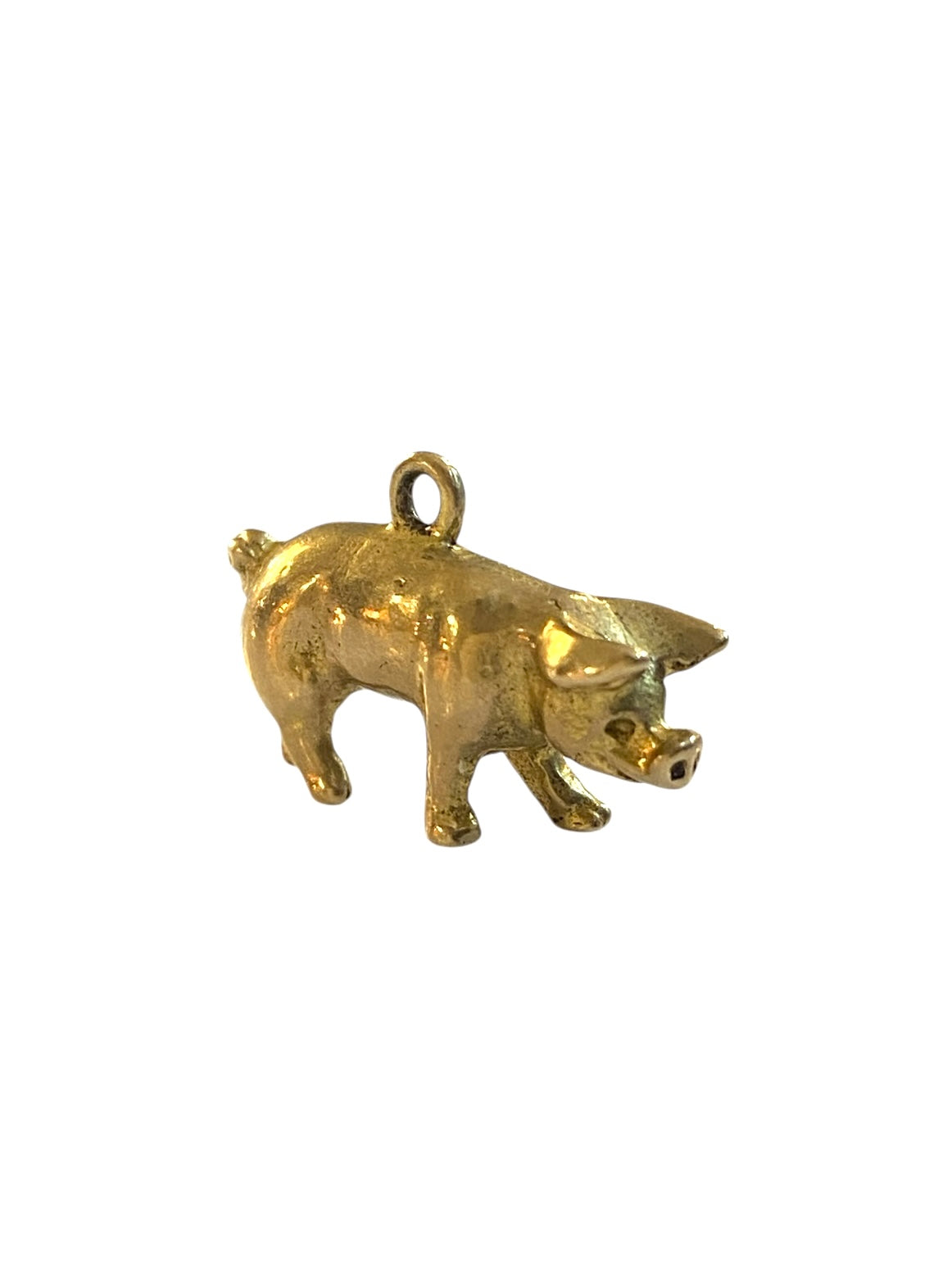 9ct vintage pig charm. solid 9ct gold circa 1966. 3.9g