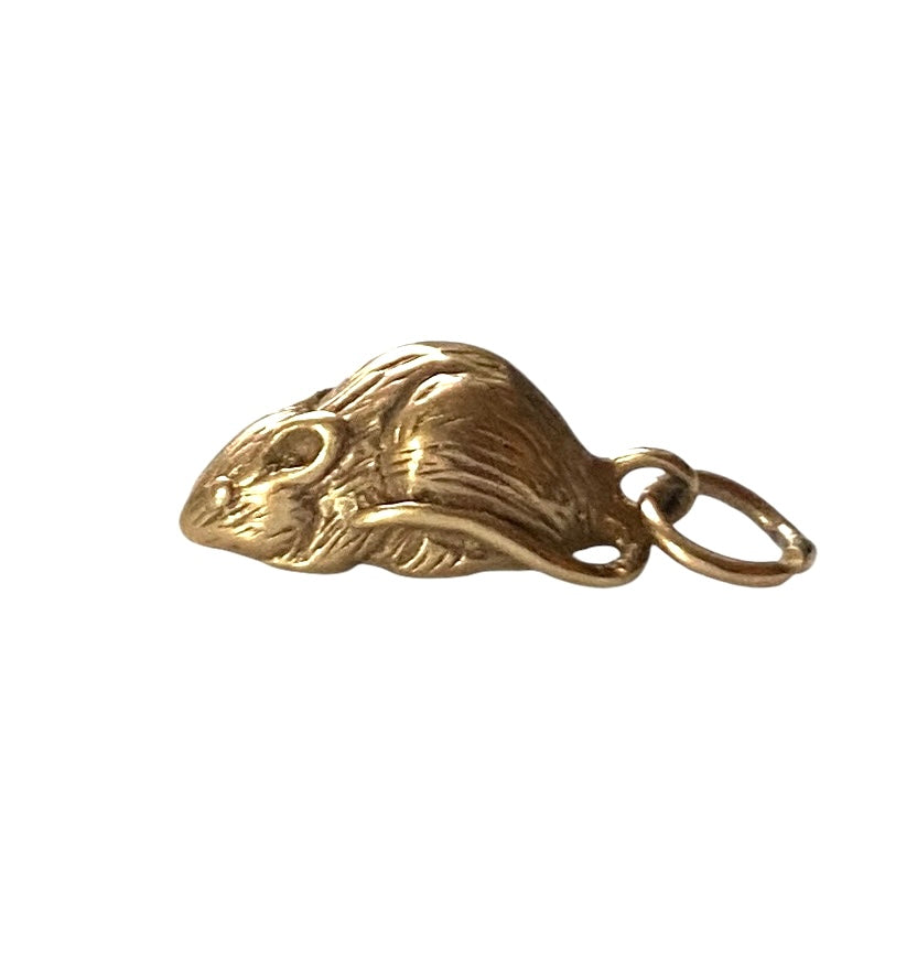 9ct vintage rat charm. solid gold circa 1964
