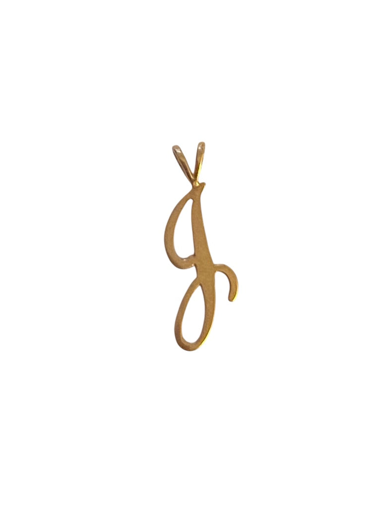 9ct pre owned initial G letter. italic charm - pendant