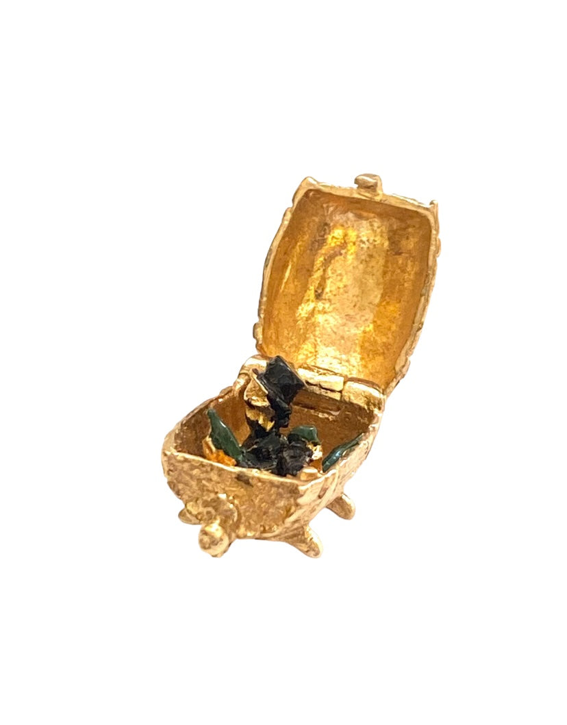 9ct vintage wine barrel charm with drunk inside