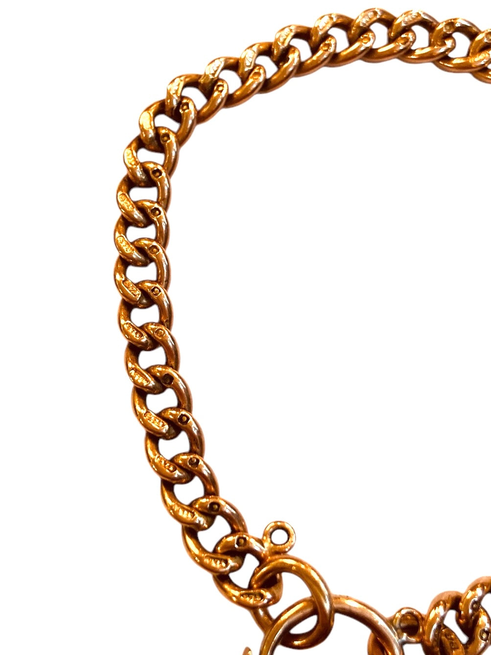 9ct antique rose gold curb link bracelet circa 1902 (16.5g)