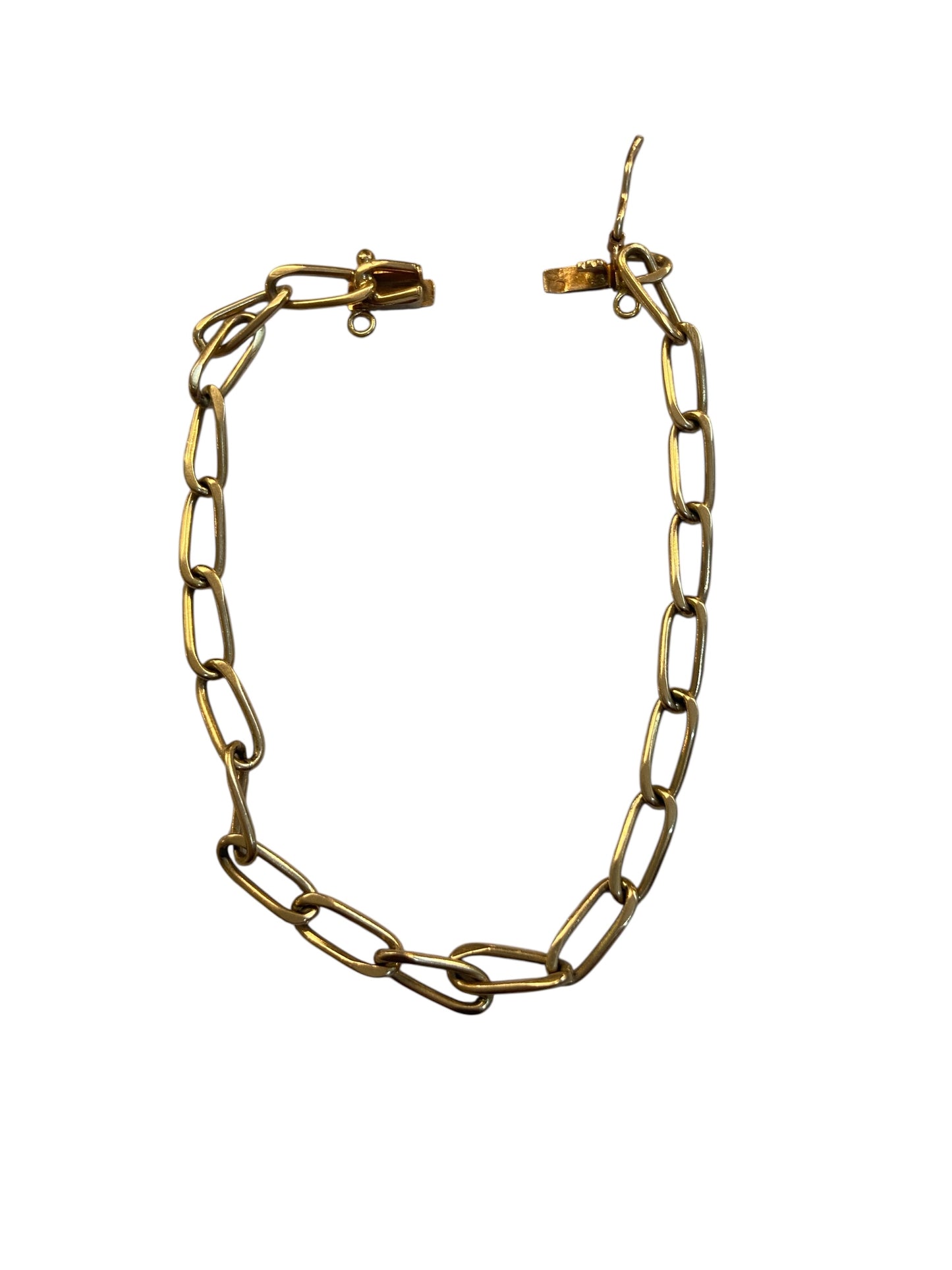 9ct vintage bracelet, paper clip link 7.5 inches 19 cm 7.5g