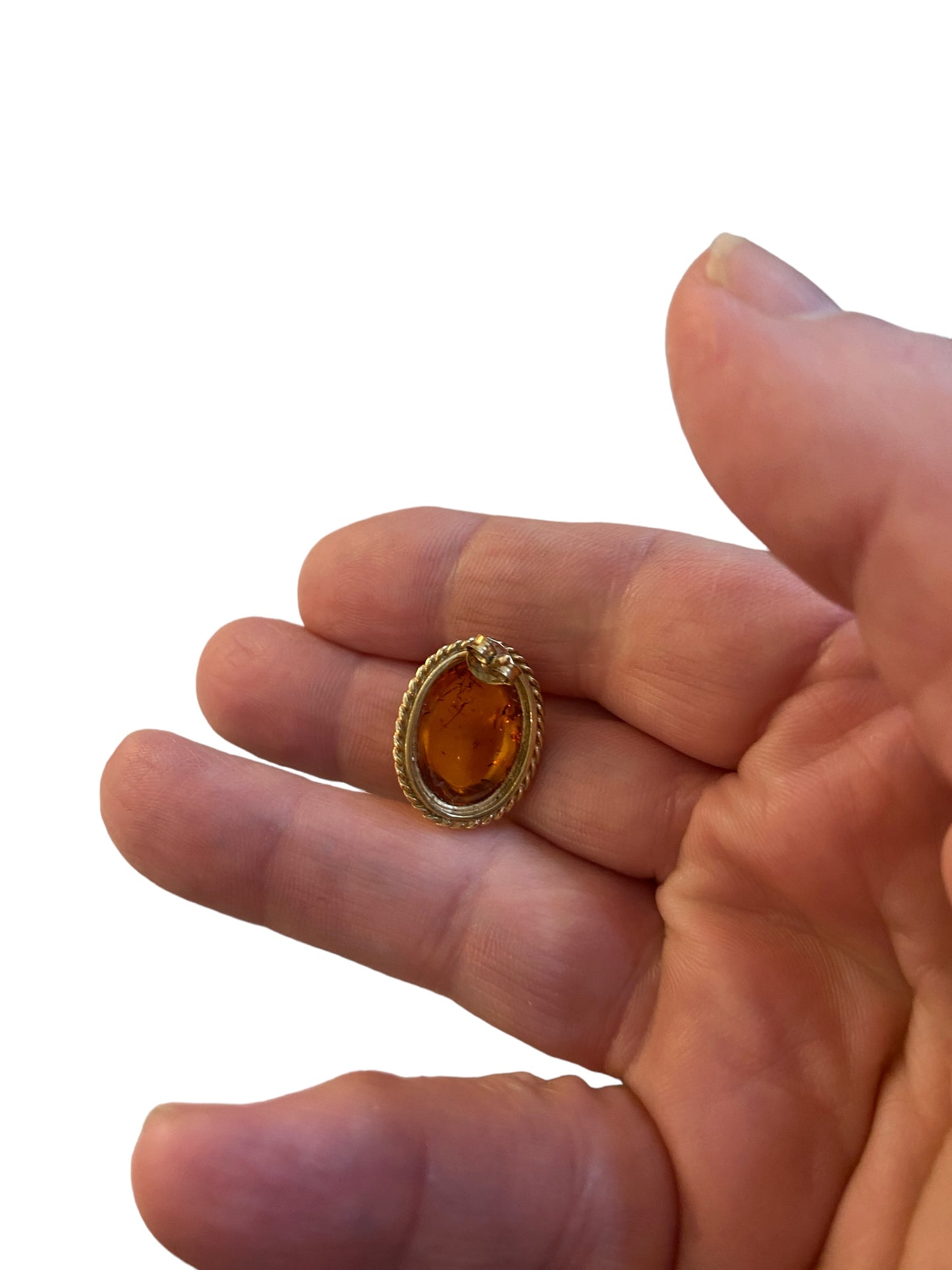 9ct vintage / pre owned amber earrings