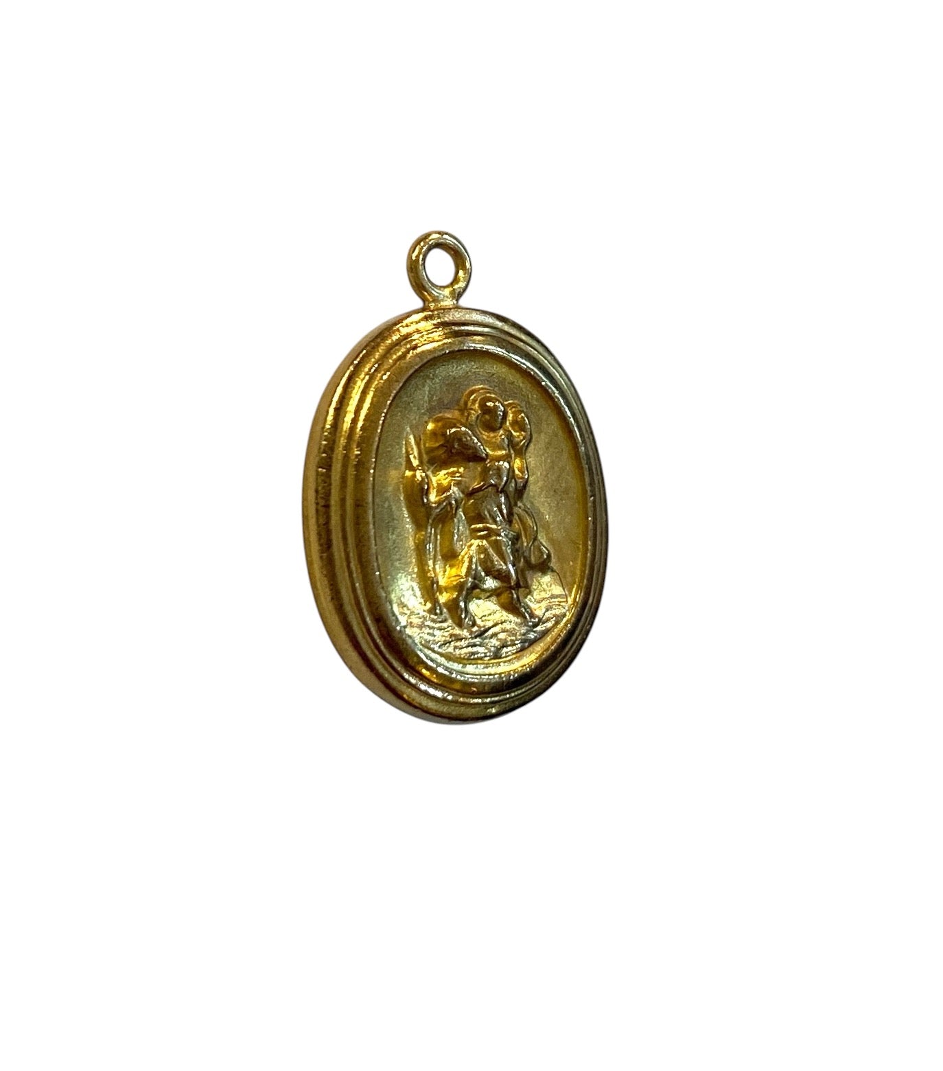 9ct vintage St Christopher charm / pendant oval, hollow 0.9 by FM