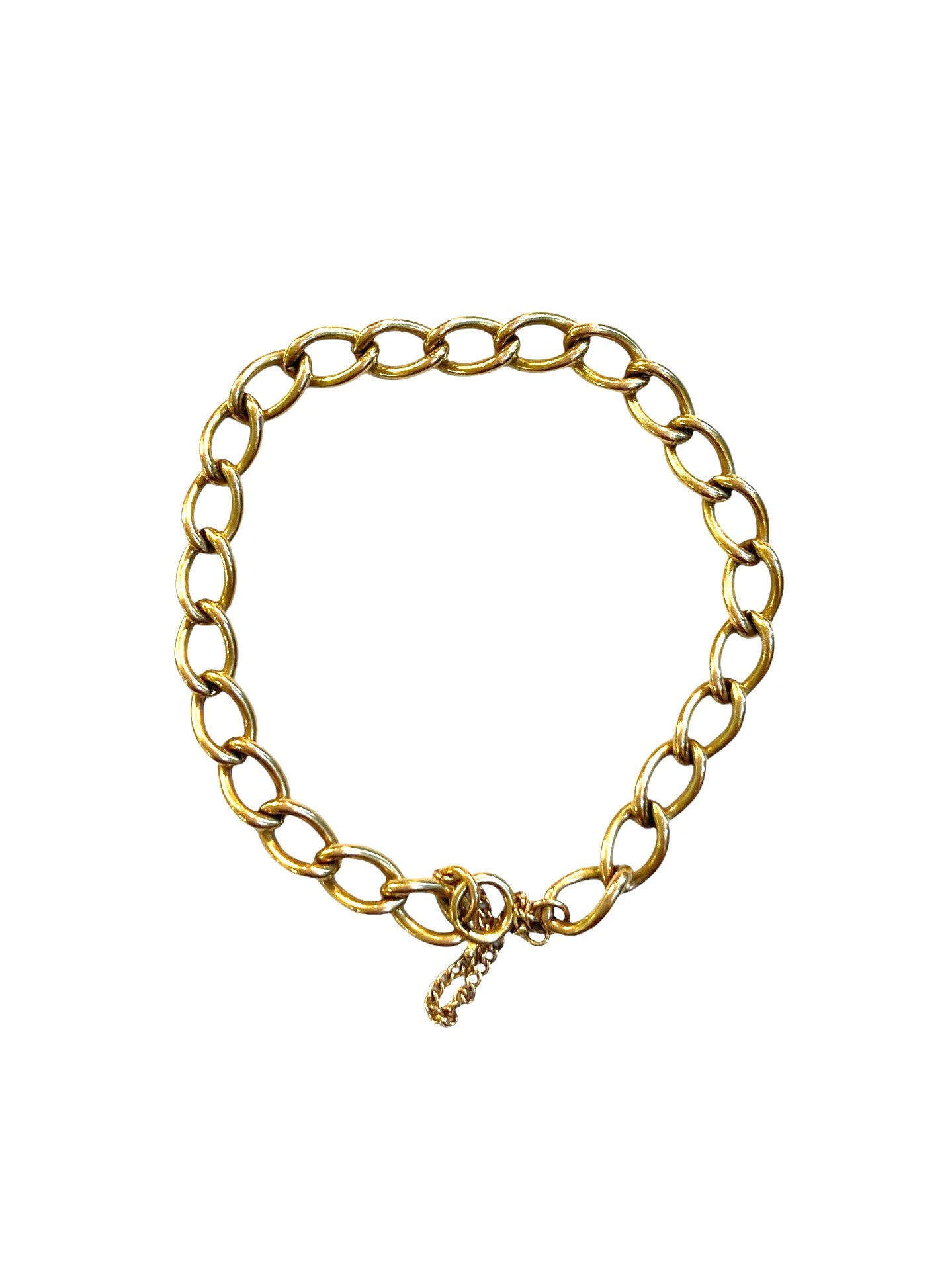 9ct vintage curb link bracelet, 7 1/2 inches (19cm )