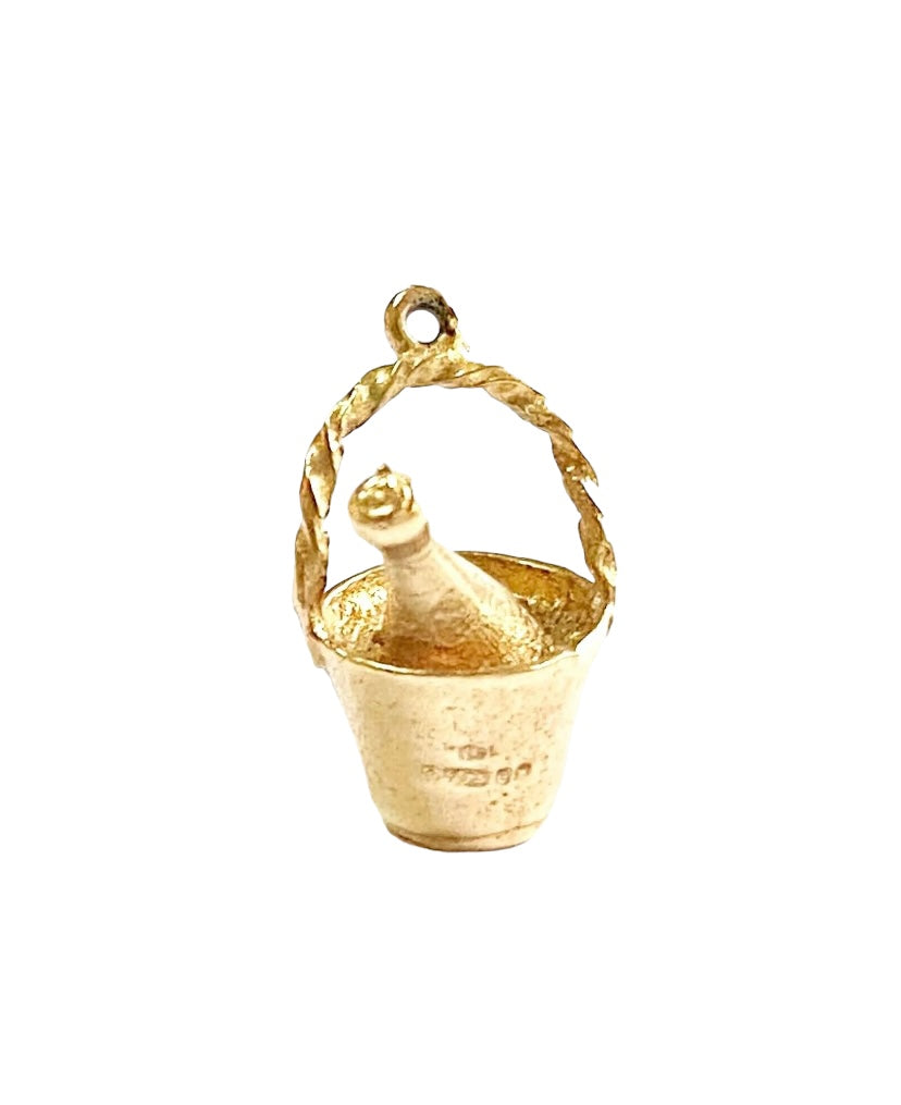 9ct vintage gold champagne bucket and bottle