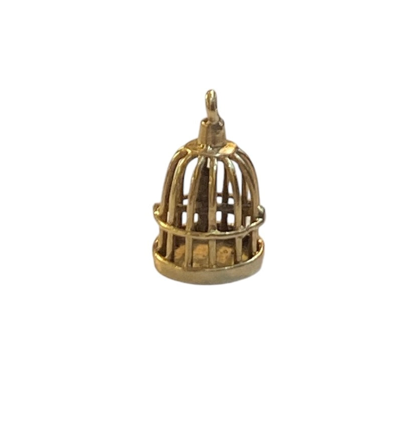9ct vintage bird cage charm / pendant circa 1958