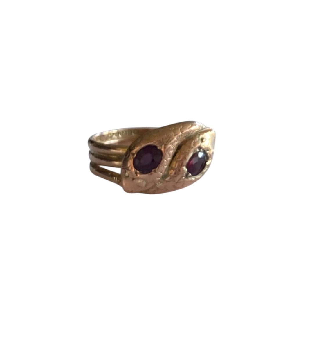 9ct antique double headed snake ring chester 1915 ring size Z 1/2