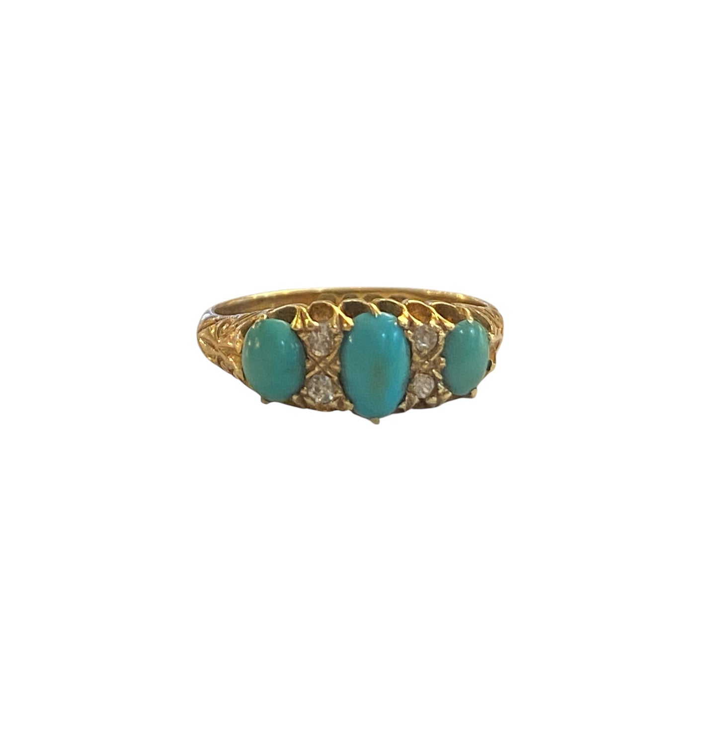 18ct antique turquoise ring size N 1/2 circa 1901