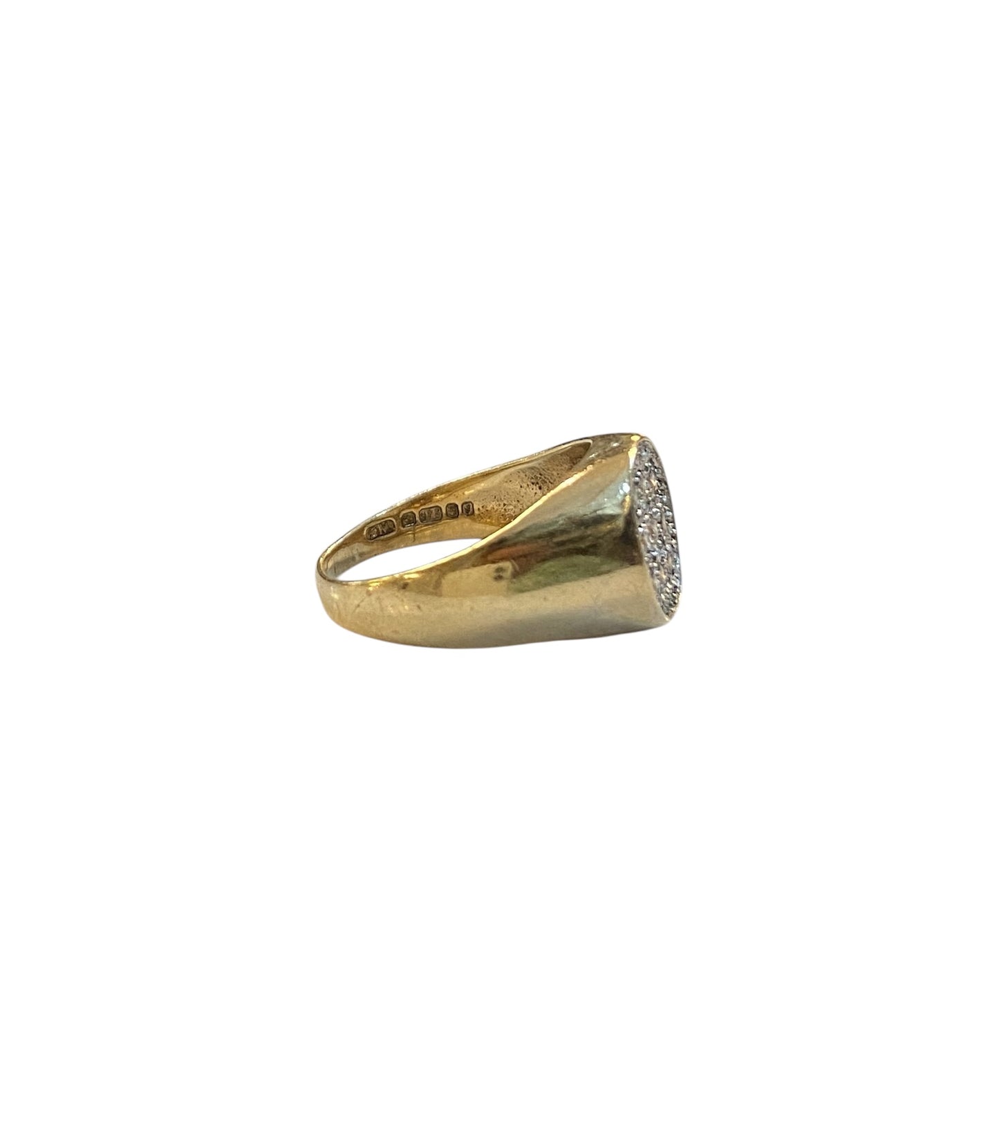 9ct vintage diamond signet ring ring size P. circa 1981