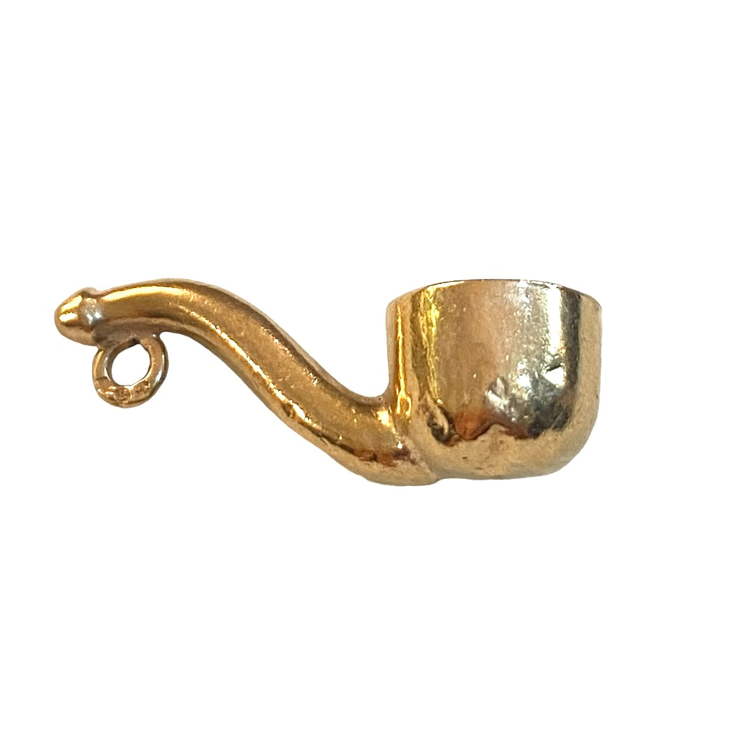 9ct vintage yellow gold pipe charm circa 1976