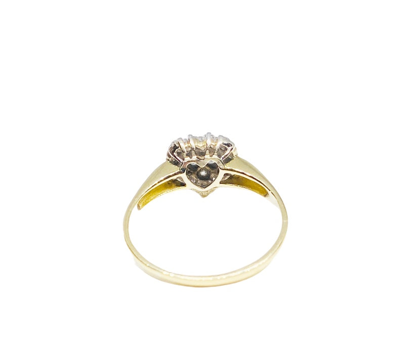 18ct vintage diamond heart ring size M 1/2