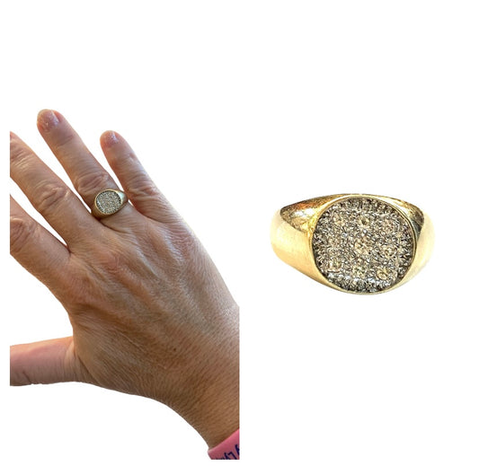 9ct vintage diamond signet ring ring size P. circa 1981