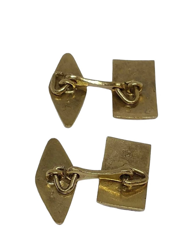 9ct Art Deco cufflinks with enamel detailing