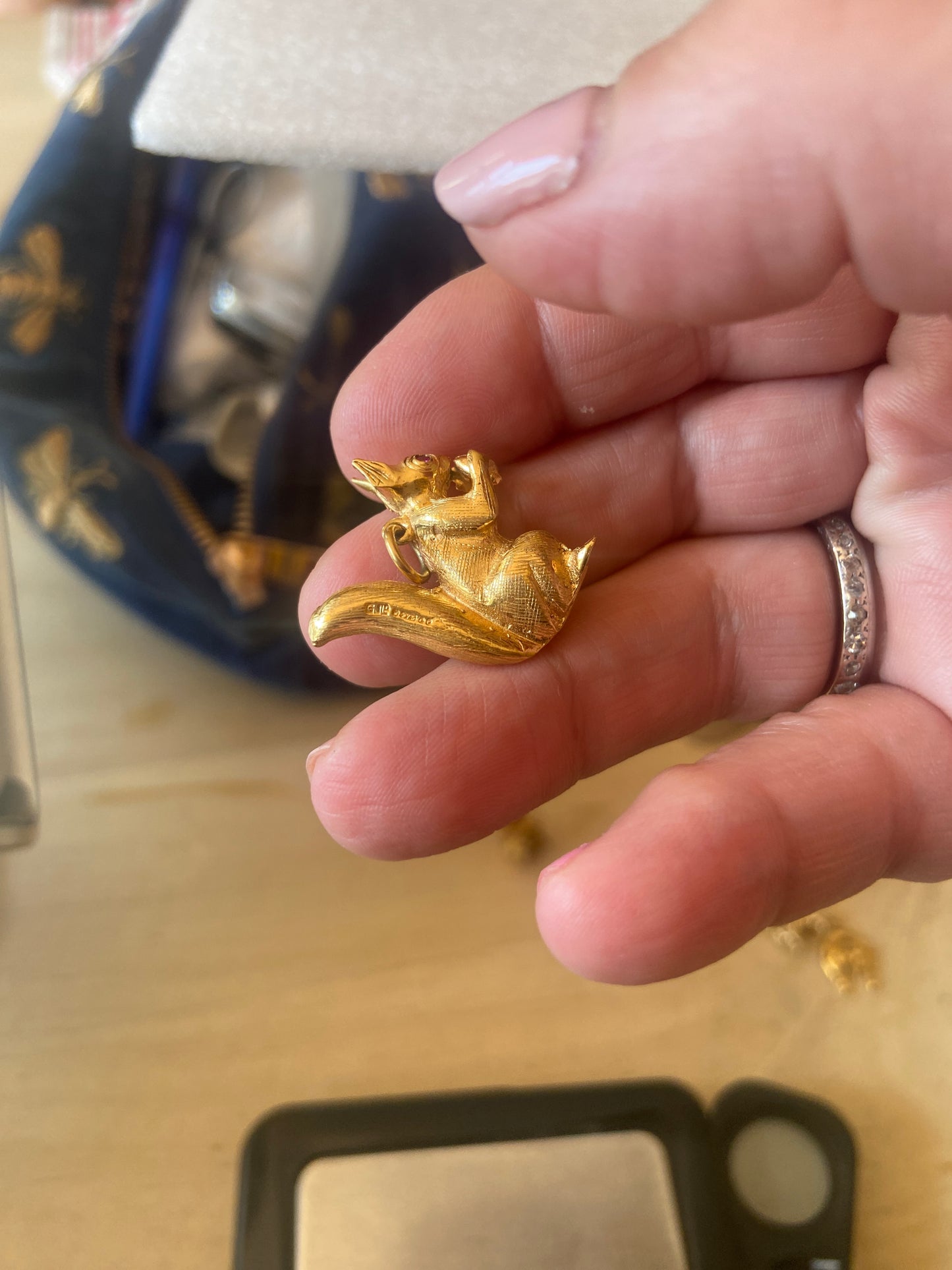 9ct vintage squirrel charm, by Georg Jensen, large and heavy 8.6g