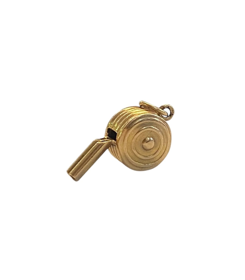 14ct vintage whistle charm, working