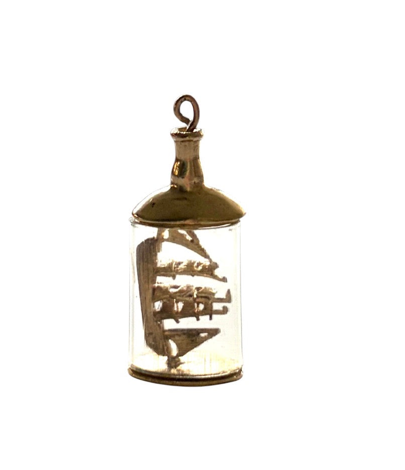 9ct vintage ship in bottle charm, circa 1971 by FM