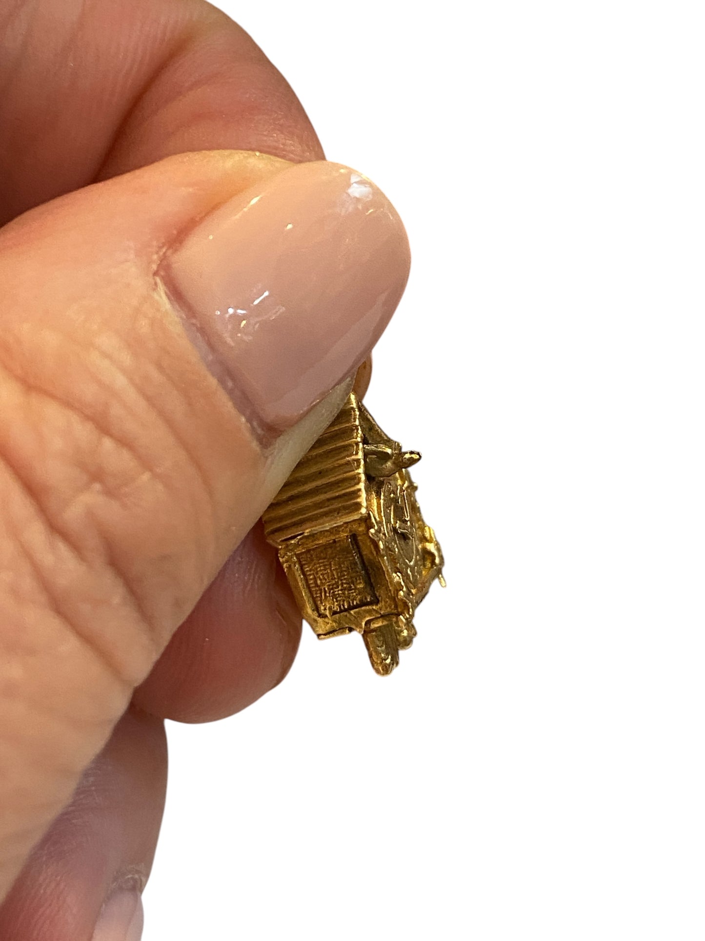 9ct vintage cuckoo clock charm, articulated circa 1967